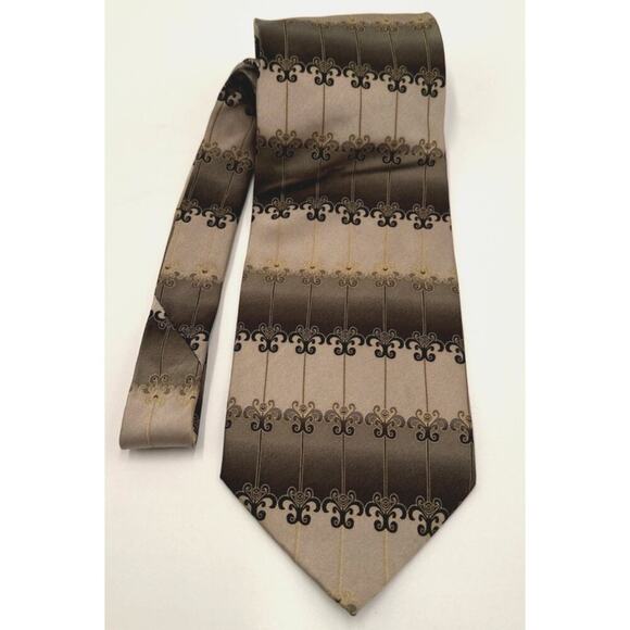 Bergamo New YorkbSilk X-Long Tie Fomal Dressy Brown Gold Geometric 5 FOR $25 💵 - Picture 8 of 8